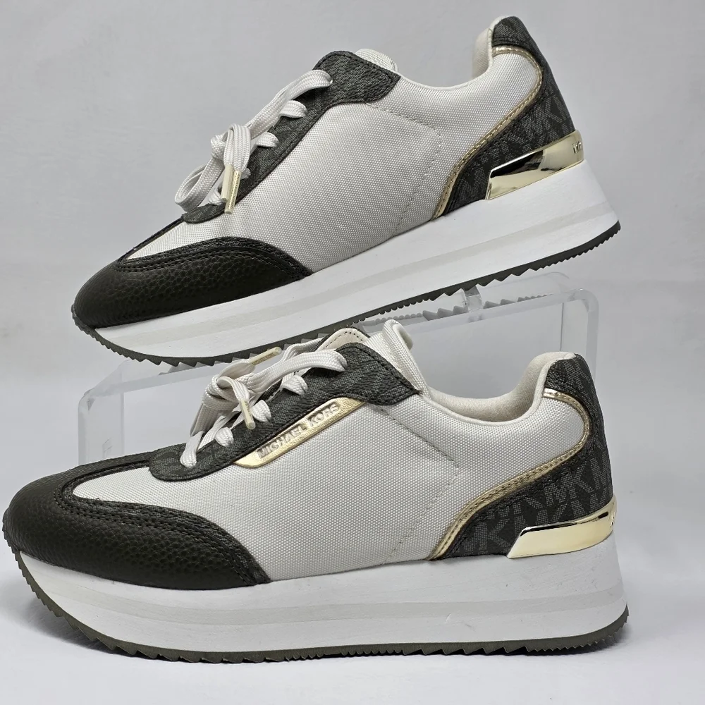 Michael Kors Women's Trainer Lace Up Sneakers Green White Size 9M New - Picture 3 of 11